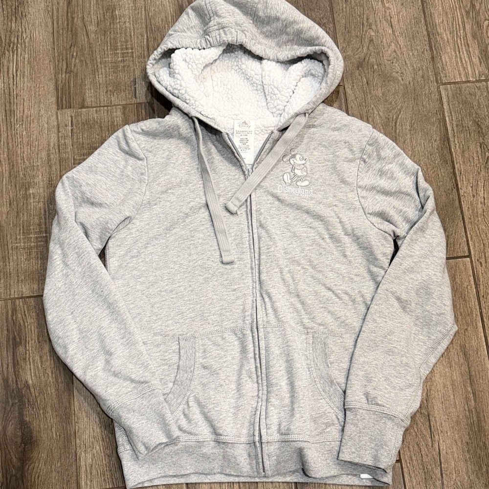Disneyland Resort women's heather gray sherpa fleece-lined full-zip hoodie
